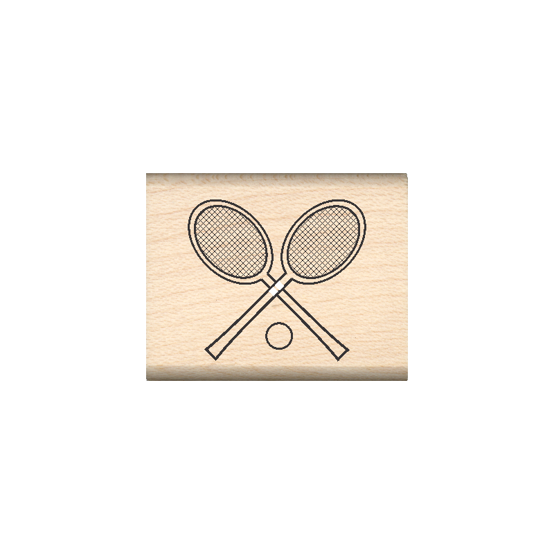 Tennis Rackets Rubber Stamp 1" x 1.25" block