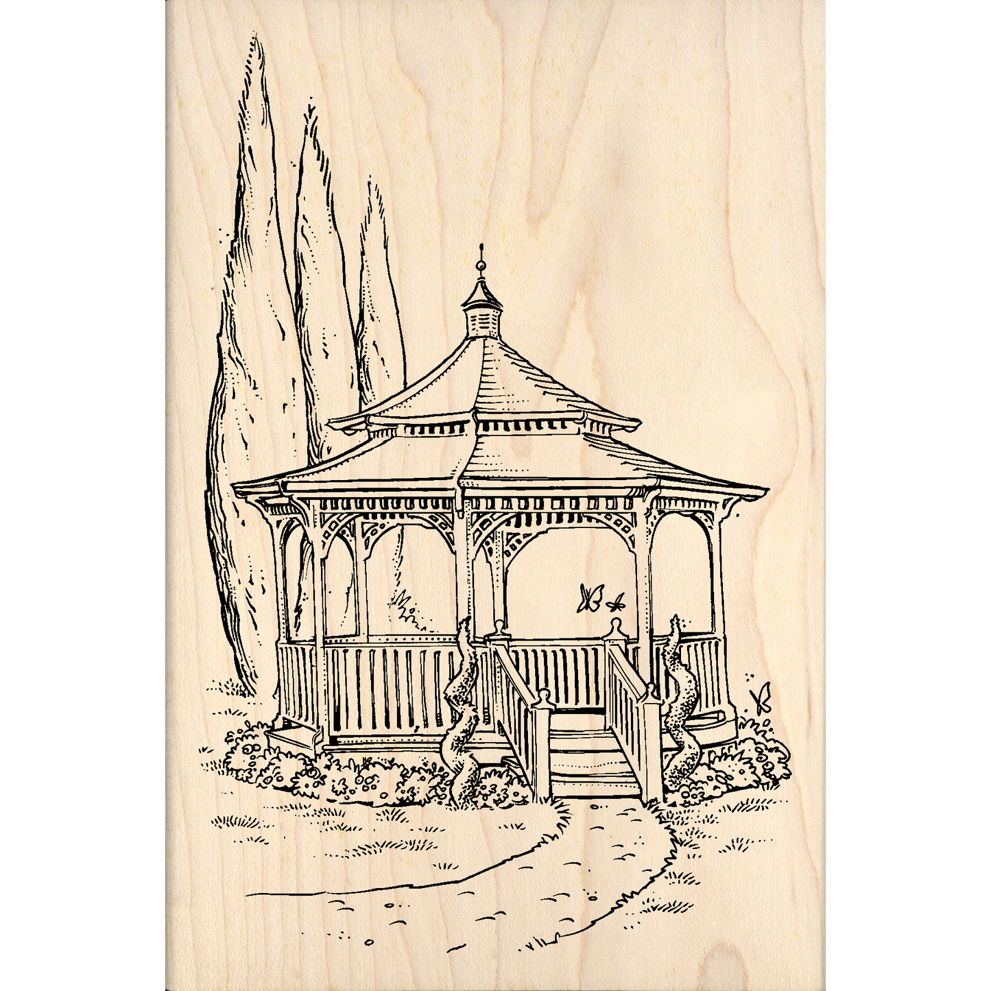 Gazebo Rubber Stamp 4" x 6" block