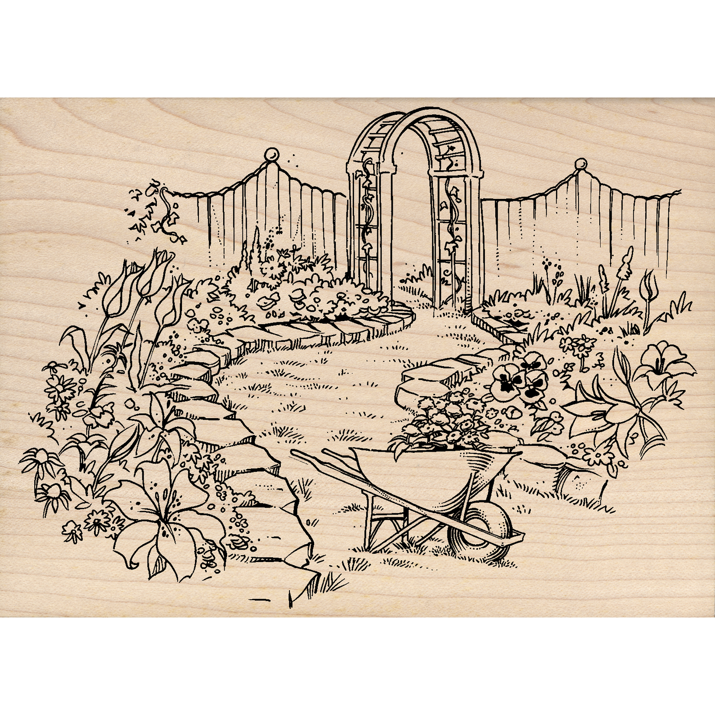 Garden Rubber Stamp 4.5" x 5.5" block