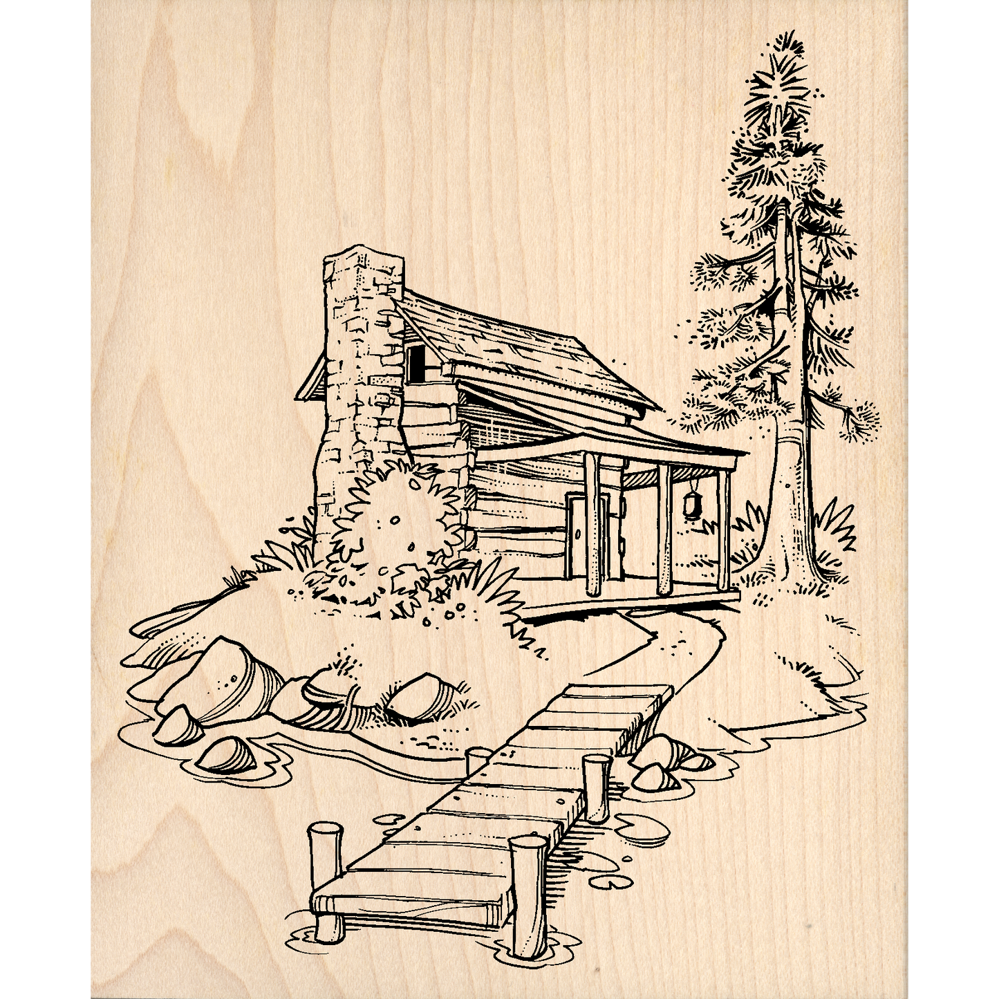 Cabin Rubber Stamp 4.5" x 5.5" block