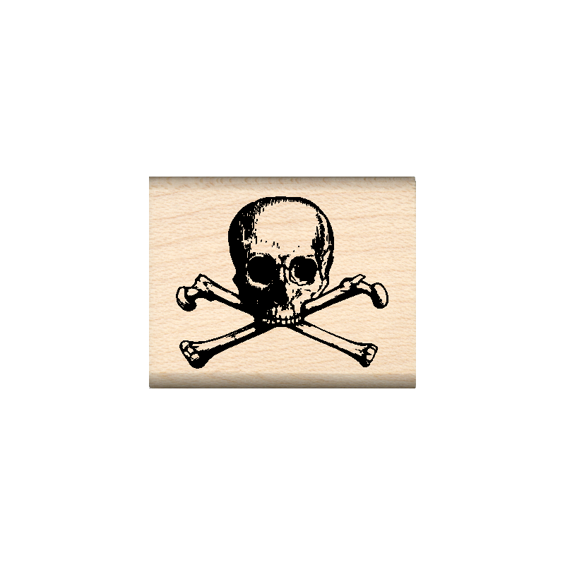 Skull and Crossbones Rubber Stamp 1" x 1.25" block