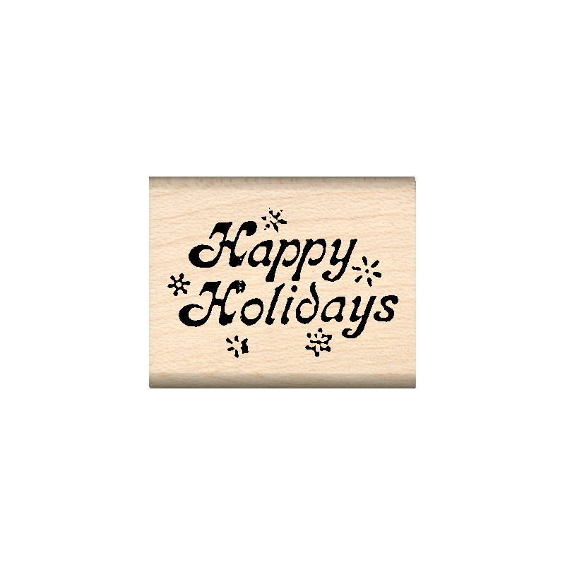Happy Holidays Rubber Stamp 1" x 1.25" block