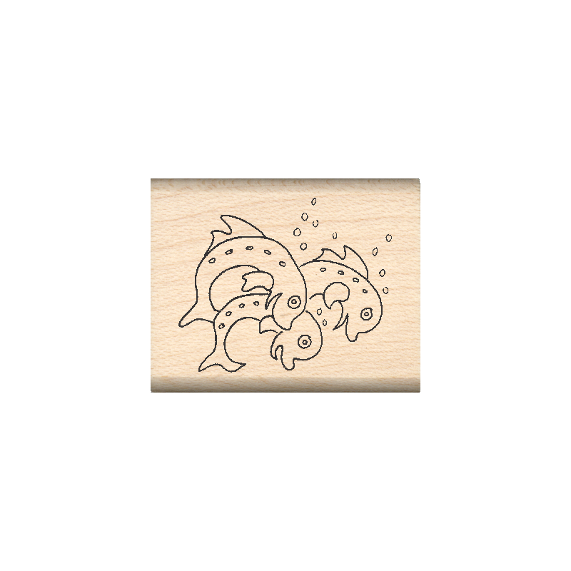 Fish Rubber Stamp 1" x 1.25" block