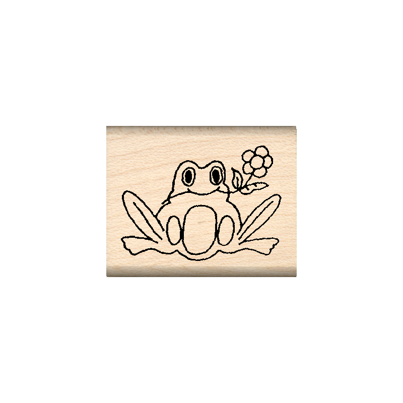Flower Frog Rubber Stamp 1" x 1.25" block