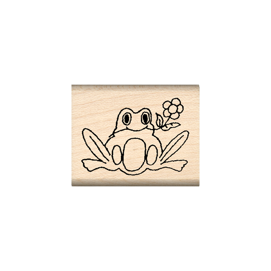 Flower Frog Rubber Stamp 1" x 1.25" block