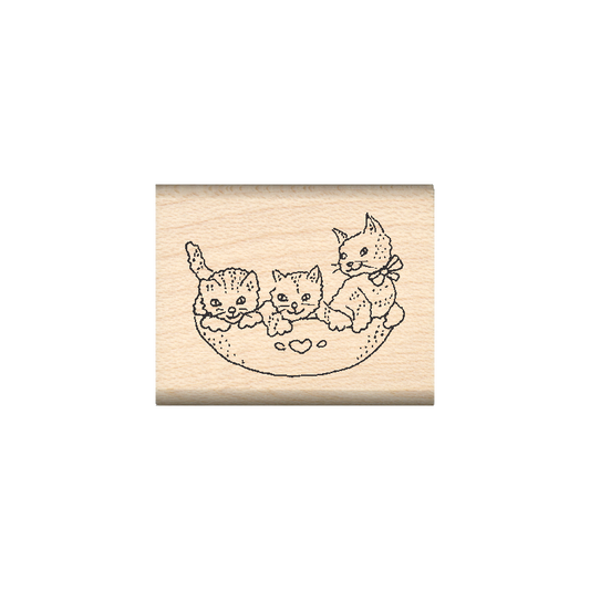 Kittens Rubber Stamp 1" x 1.25" block