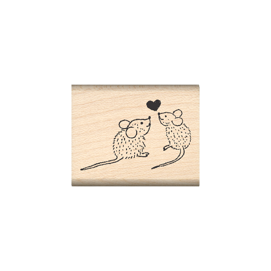 Love Mice Rubber Stamp 1" x 1.25" block