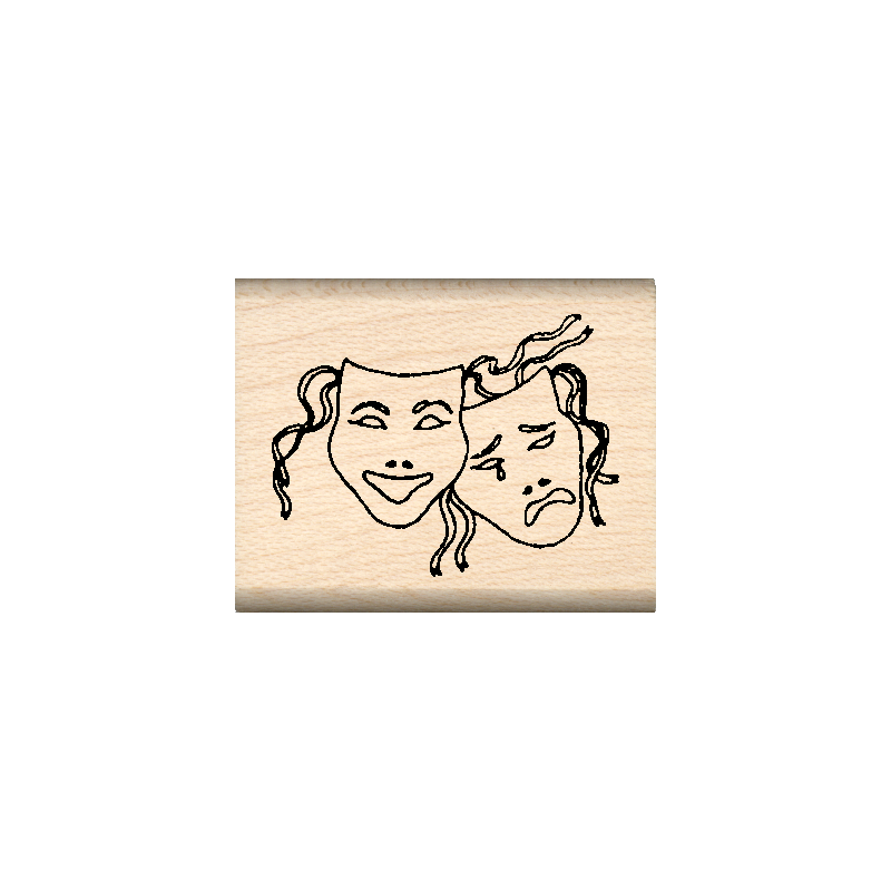 Drama Masks Rubber Stamp 1" x 1.25" block