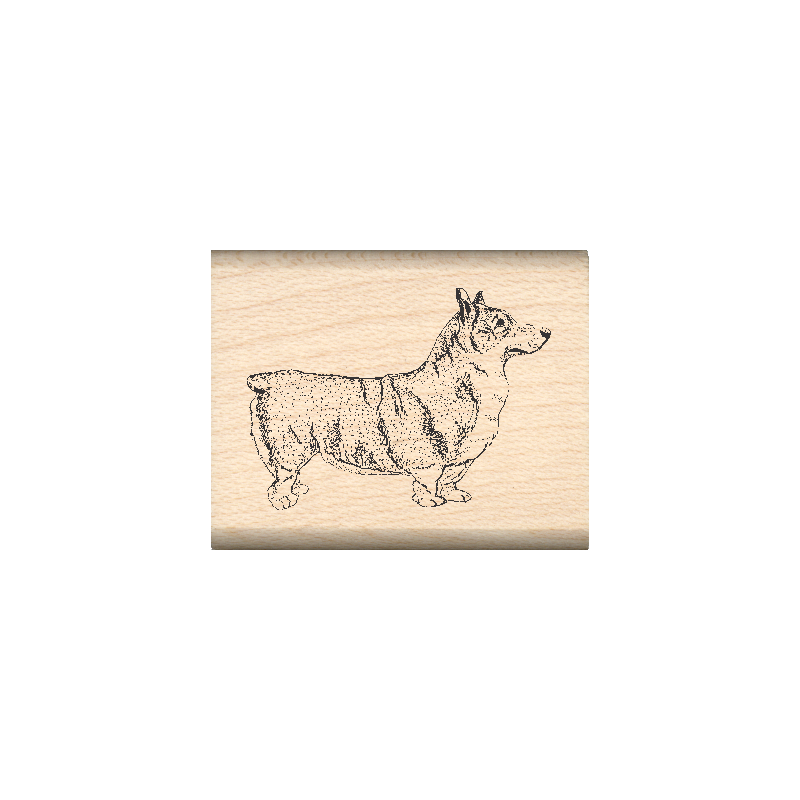 Corgie Rubber Stamp 1" x 1.25" block