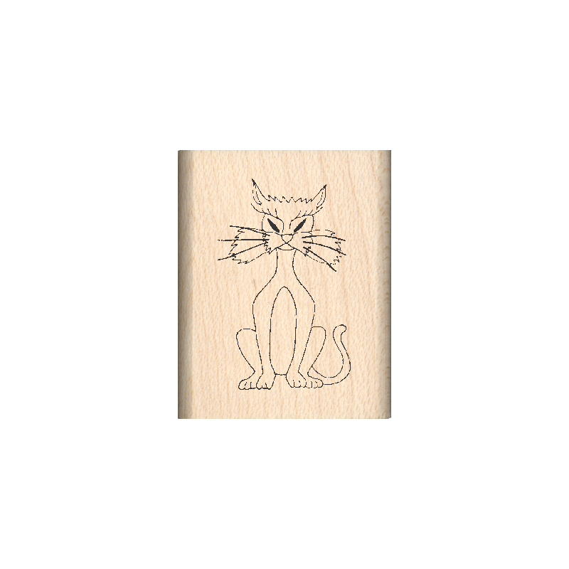 Cat Rubber Stamp 1" x 1.25" block