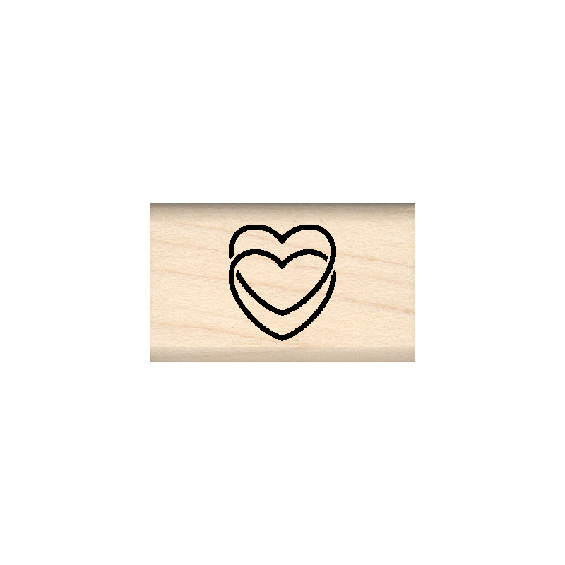 Ring Hearts Rubber Stamp .75" x 1.25" block