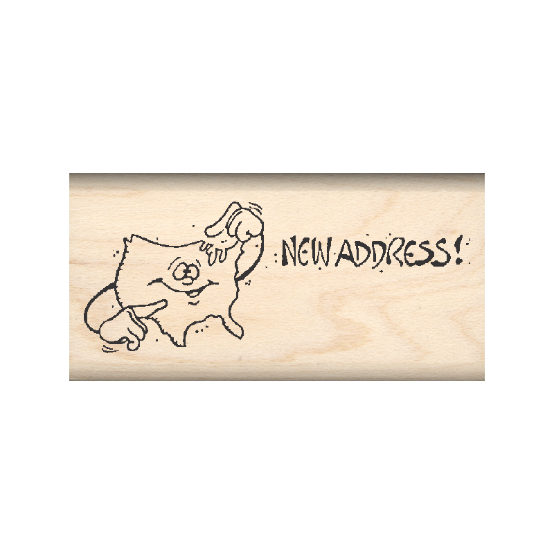 New Address Rubber Stamp 1" x 2" block