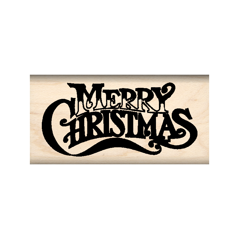 Merry Christmas Rubber Stamp 1" x 2" block