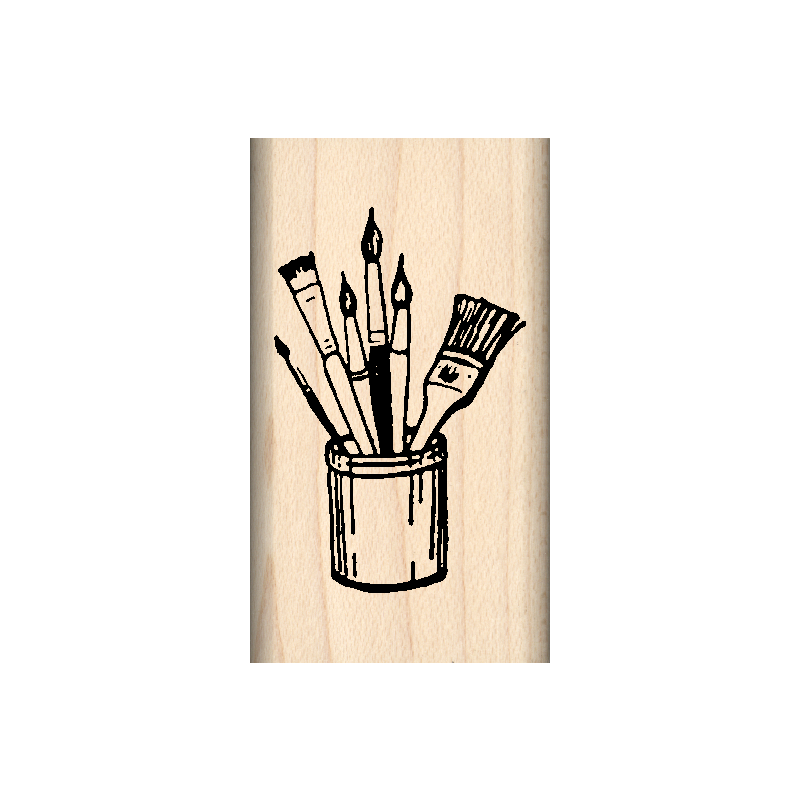 Paint Brushes Rubber Stamp 1" x 1.75" block