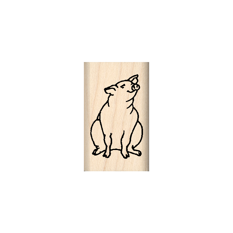 Pig Rubber Stamp .75" x 1.25" block