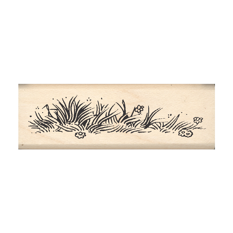 Grass Rubber Stamp .75" x 2" block