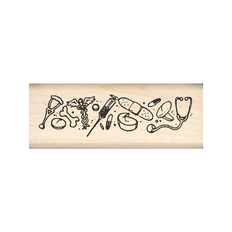 Medical Border Rubber Stamp .75" x 2" block