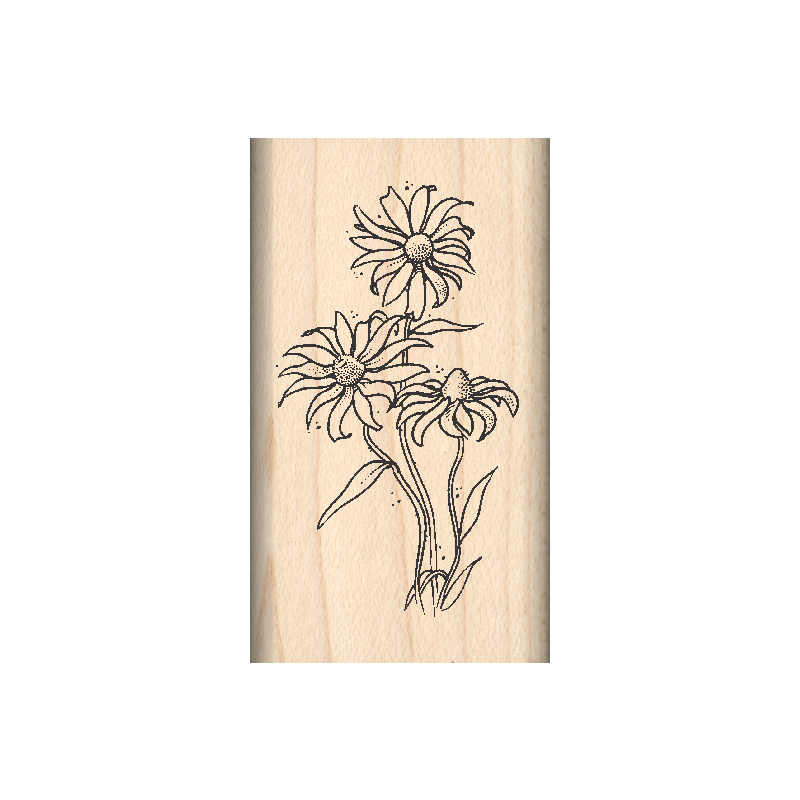 Daisies Rubber Stamp 1" x 1.75" block