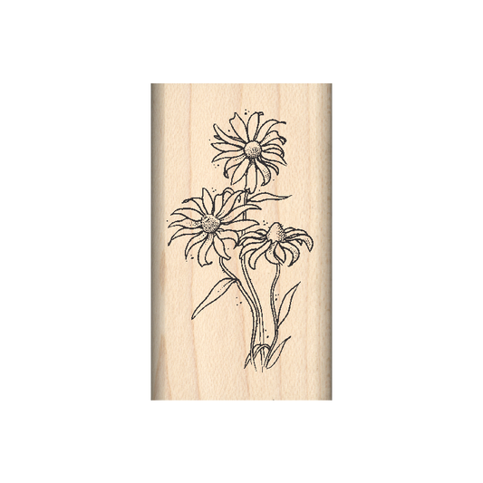 Daisies Rubber Stamp 1" x 1.75" block