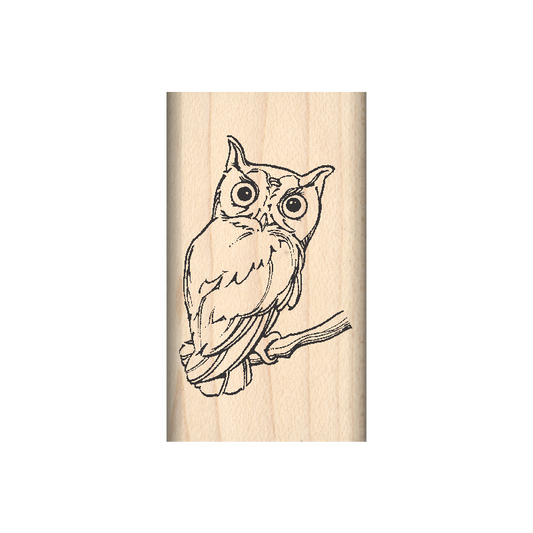 Owl Rubber Stamp 1" x 1.75" block
