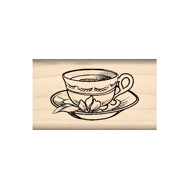 Cup & Saucer Rubber Stamp 1" x 1.75" block