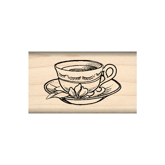 Cup & Saucer Rubber Stamp 1" x 1.75" block