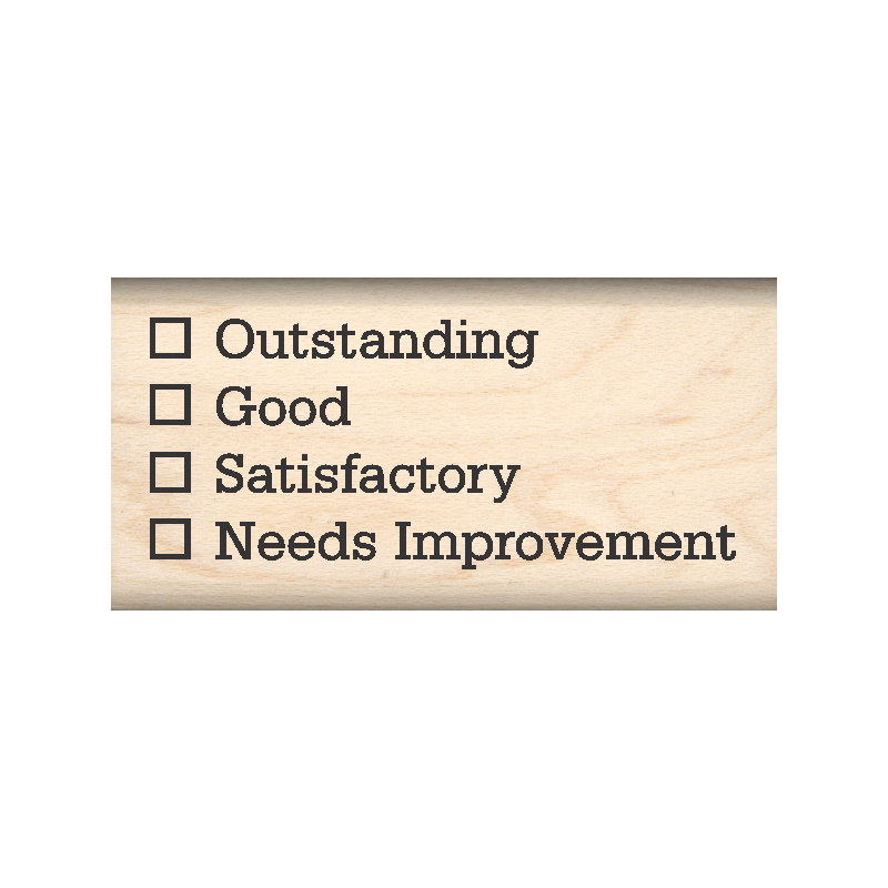 Teacher Grading Rubber Stamp – Outstanding-Good-Satisfactory-Needs Improvement 1" x 2" block