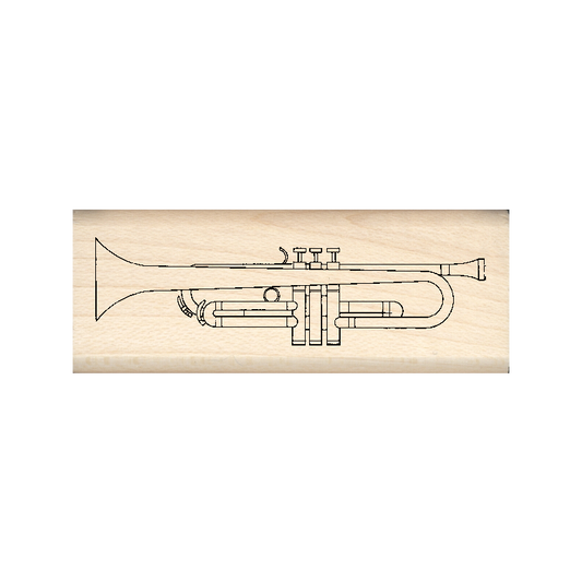 Trumpet Rubber Stamp .75" x 2" block