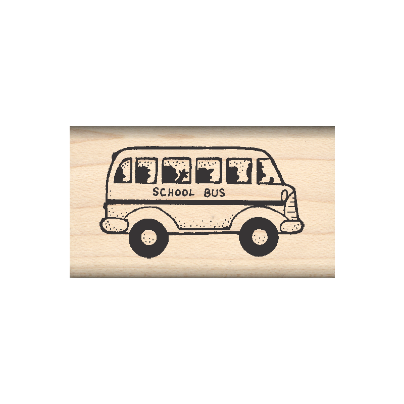 School Bus Rubber Stamp 1" x 1.75" block