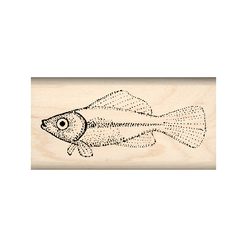 Fish Rubber Stamp 1" x 2" block