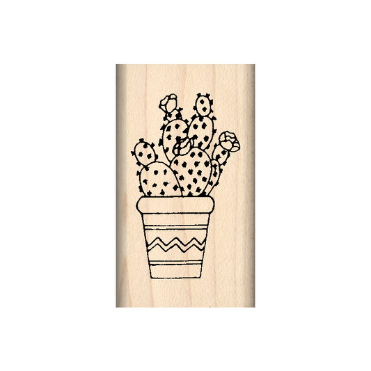Prickly Pear Cactus Rubber Stamp 1" x 1.75" block
