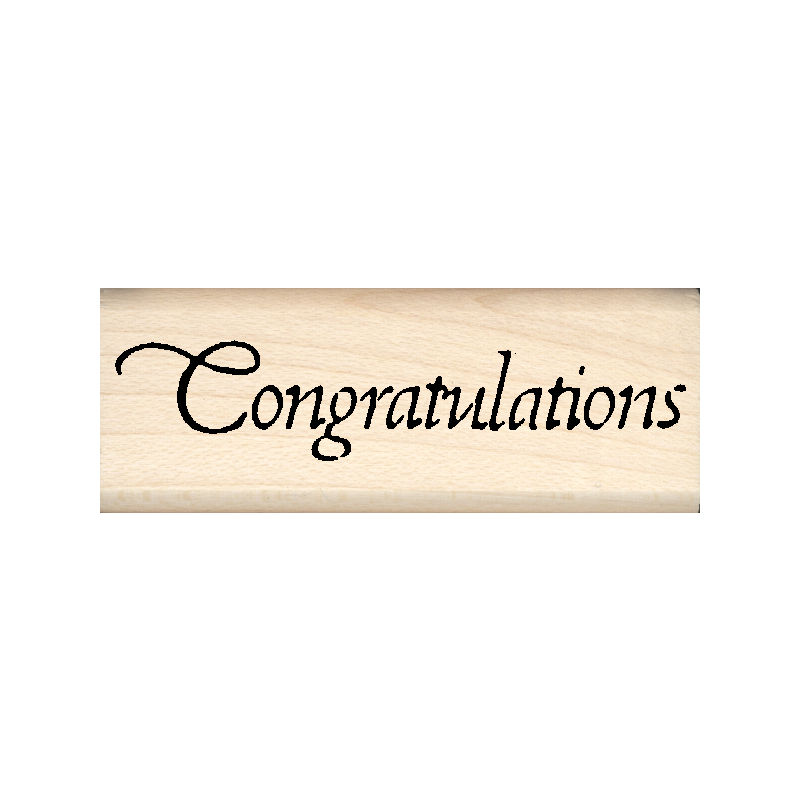 Congratulations Rubber Stamp .75" x 2.25" block