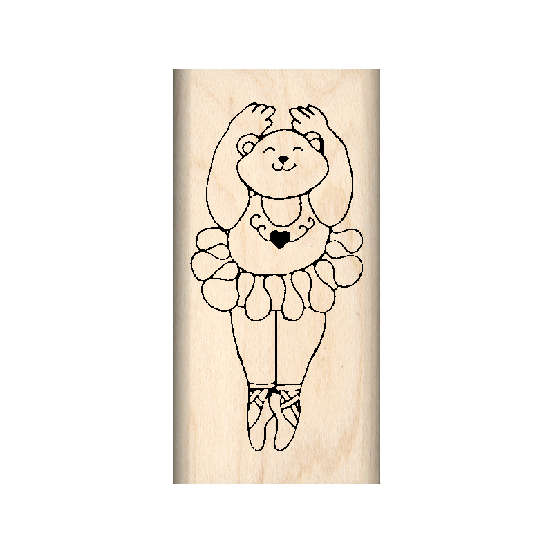 Ballerina Bear Rubber Stamp 1" x 2" block