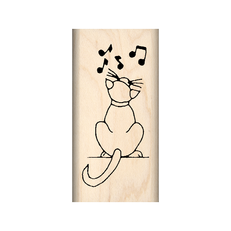 Singing Cat Rubber Stamp 1" x 2" block