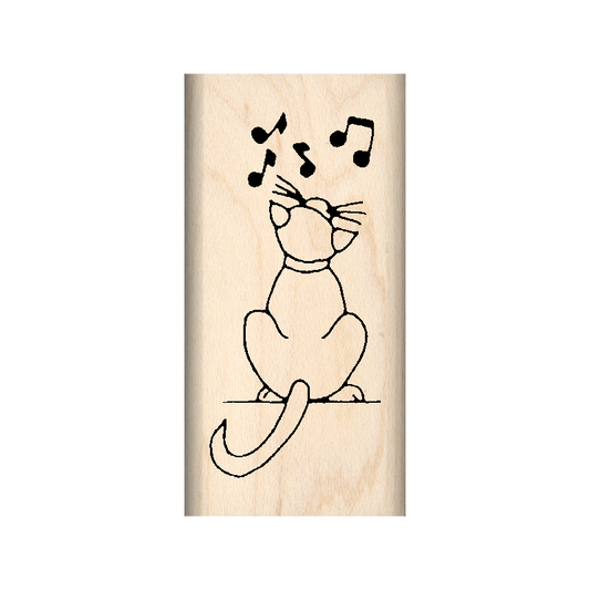 Singing Cat Rubber Stamp 1" x 2" block
