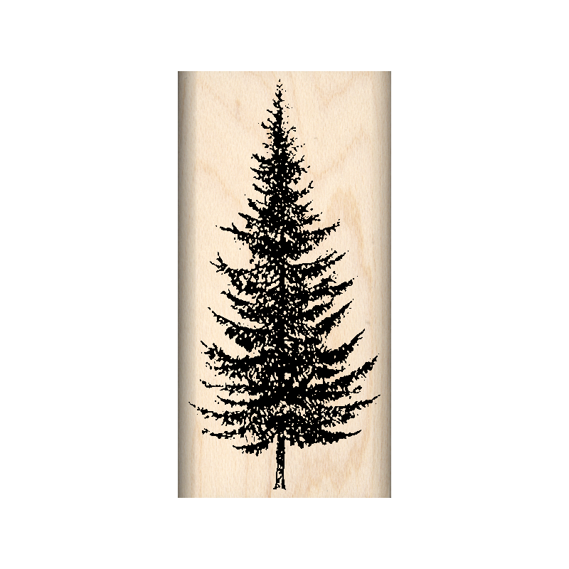 Pine Tree Rubber Stamp 1" x 2" block