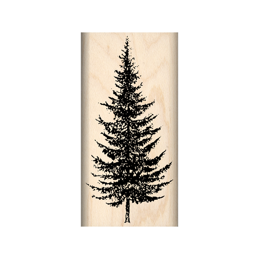 Pine Tree Rubber Stamp 1" x 2" block