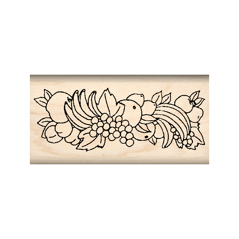 Fruit Border Rubber Stamp 1" x 2" block