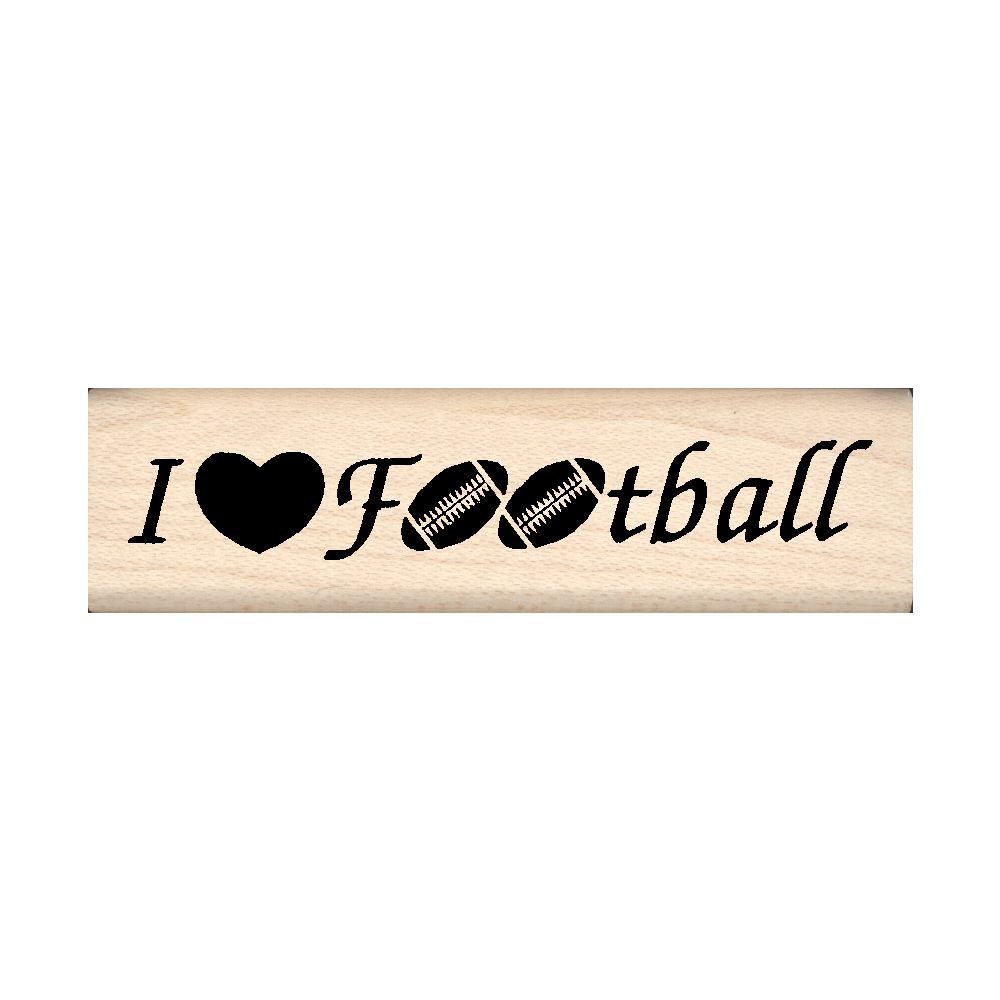 I Love Football Rubber Stamp .75" x 2.75" block