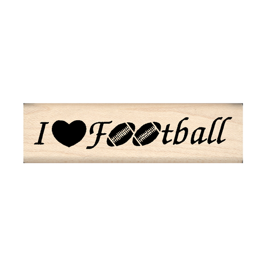 I Love Football Rubber Stamp .75" x 2.75" block