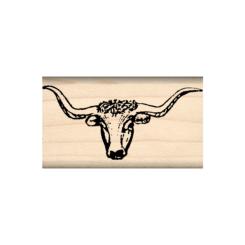 Longhorn Steer Rubber Stamp 1" x 1.75" block