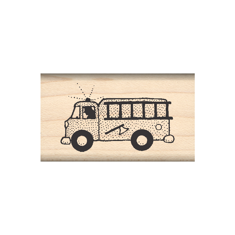 Fire Truck Rubber Stamp 1" x 1.75" block