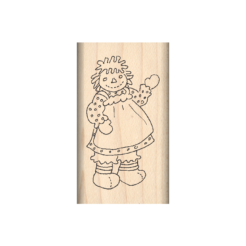 Rag Doll Girl Rubber Stamp 1" x 1.75" block