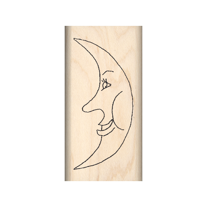 Moon Rubber Stamp 1" x 2" block