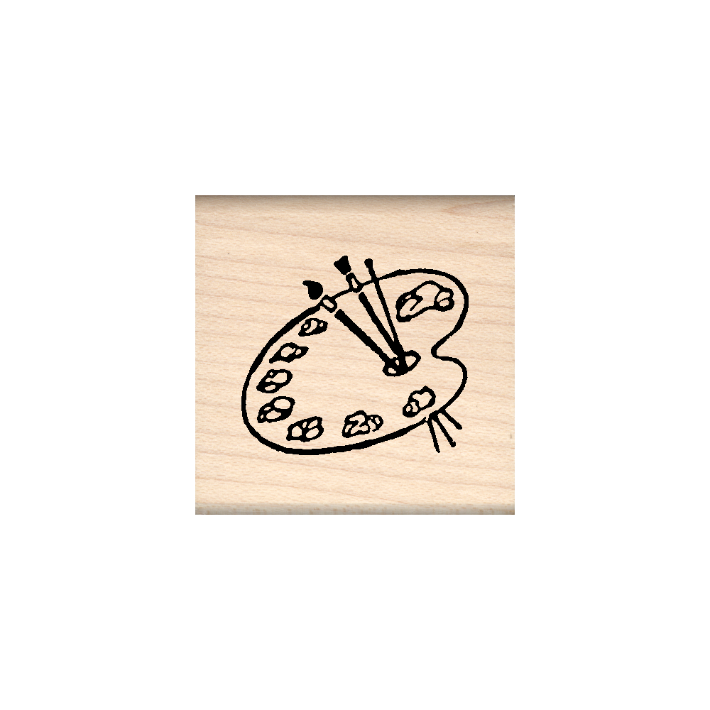 Paint Pallette Rubber Stamp 1.5" x 1.5" block