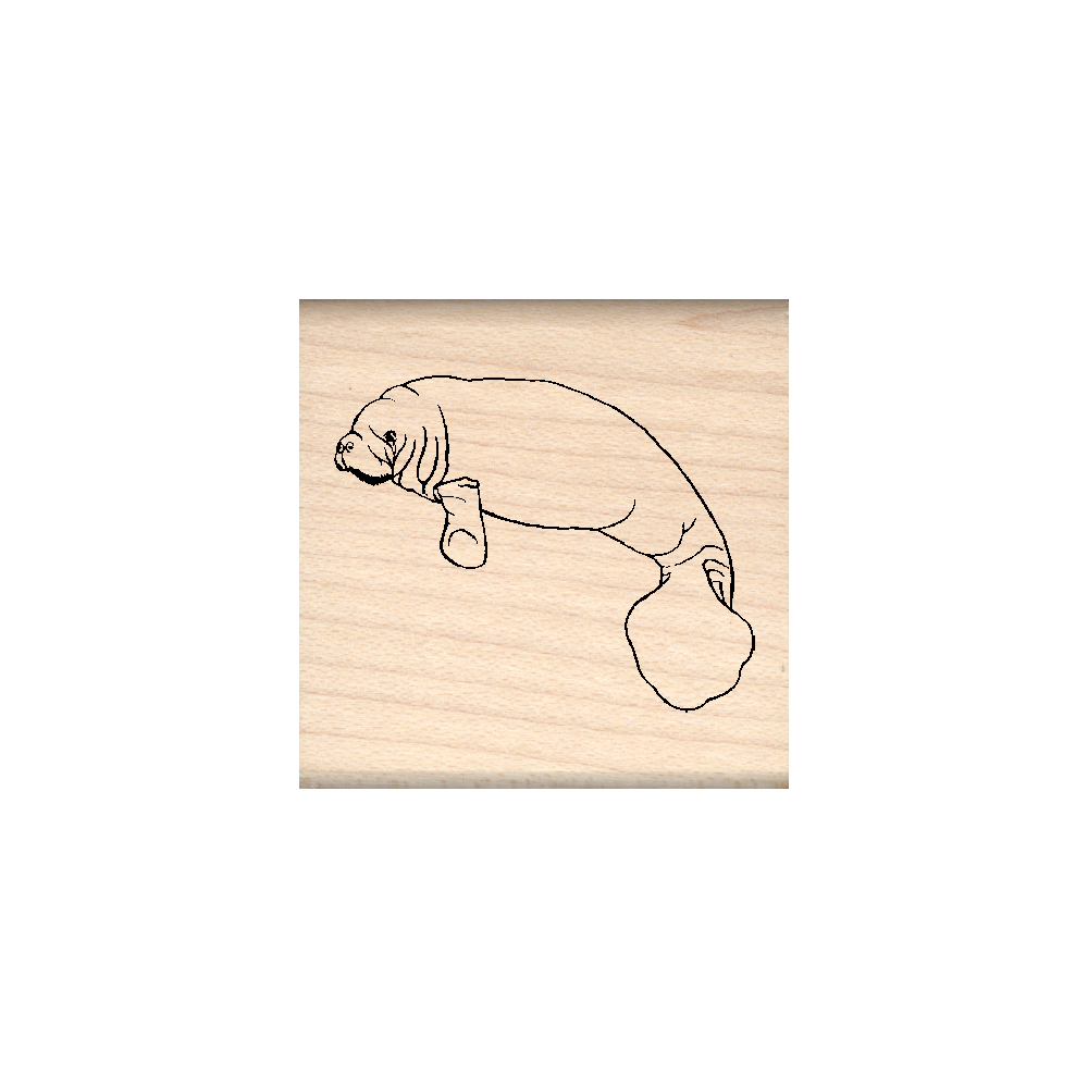 Manatee Rubber Stamp 1.5" x 1.5" block