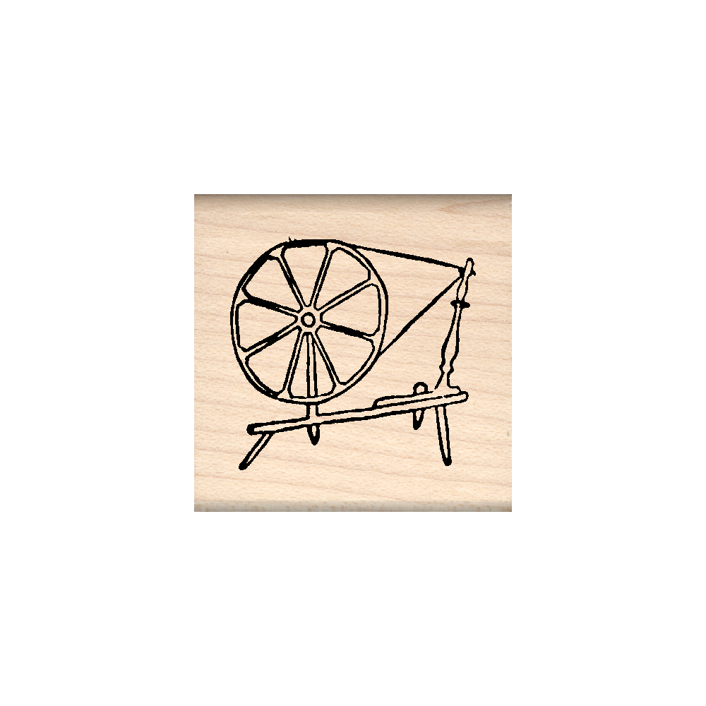 Spinning Wheel Rubber Stamp 1.5" x 1.5" block