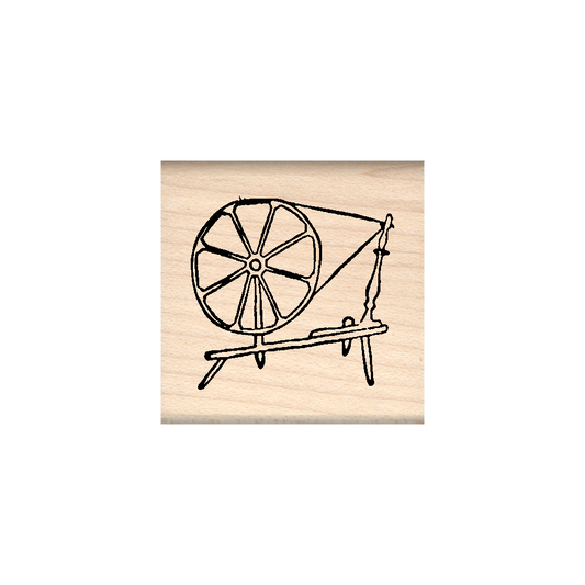 Spinning Wheel Rubber Stamp 1.5" x 1.5" block