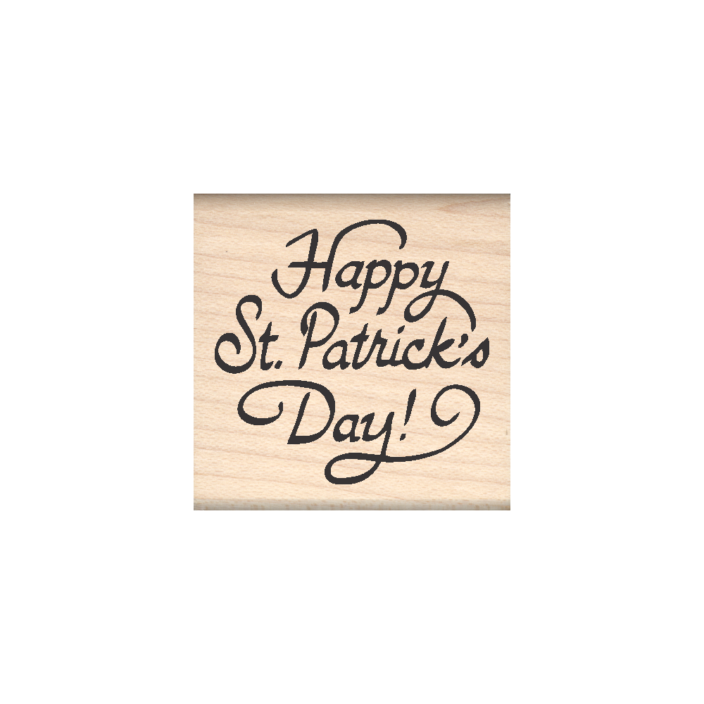 Happy St. Patrick's Day Rubber Stamp 1.5" x 1.5" block