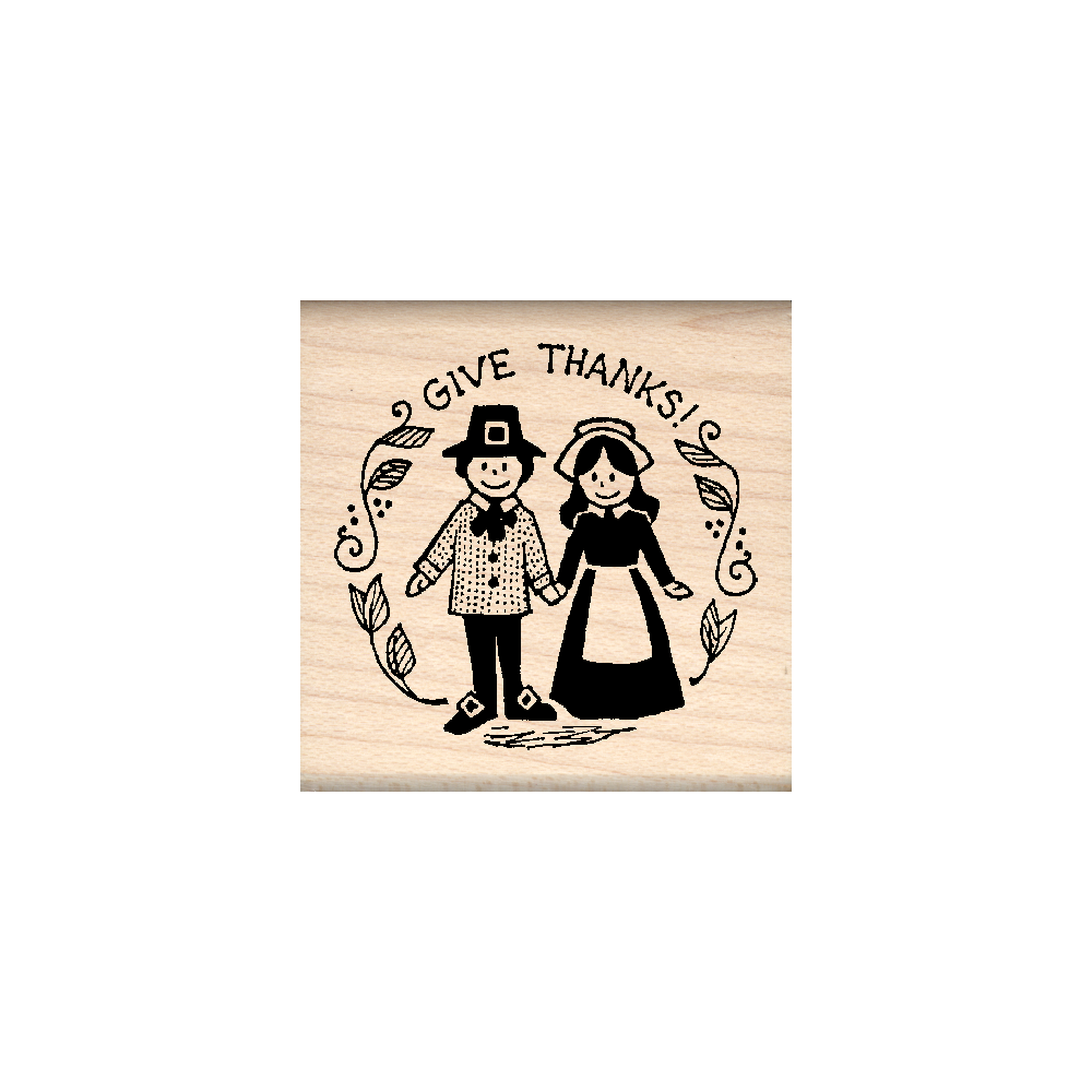 Give Thanks Thanksgiving Rubber Stamp 1.5" x 1.5" block